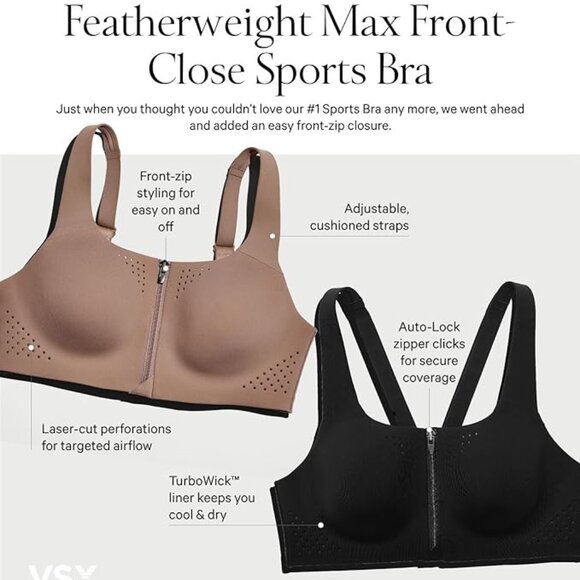 Victoria's Secret VSX Featherweight Max Front Close Sports Bra High Support 34B - Picture 11 of 11